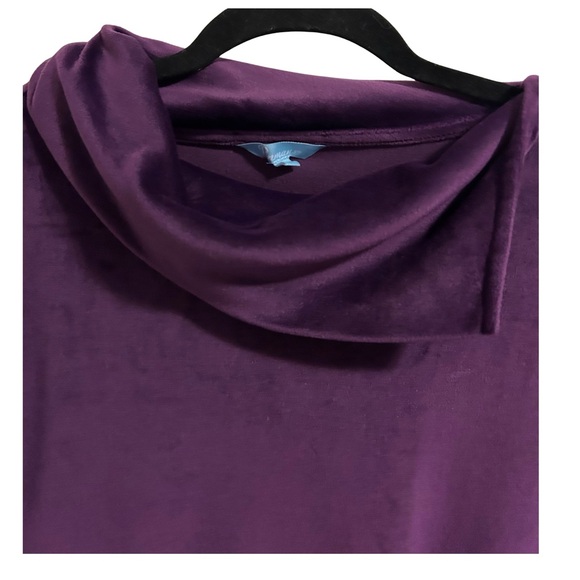 PENNANS Plum Velour Cowl Neck Top Sz L Rhinestone Sophisticated Quiet Luxury - Picture 13 of 15